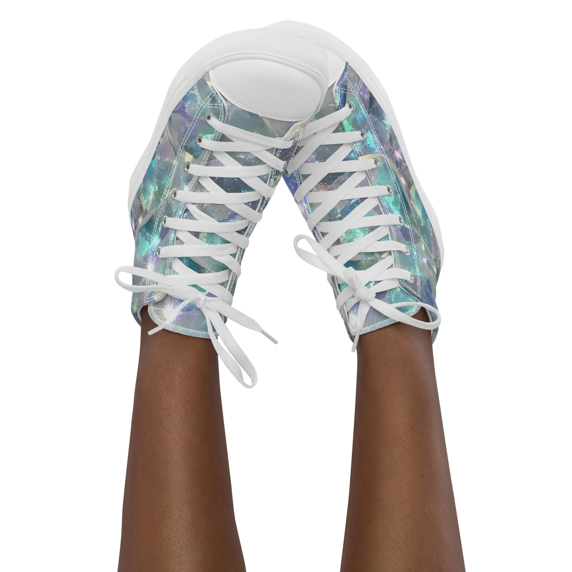 Women’s Crystal Print high top canvas shoes, Women's High Top Sneakers