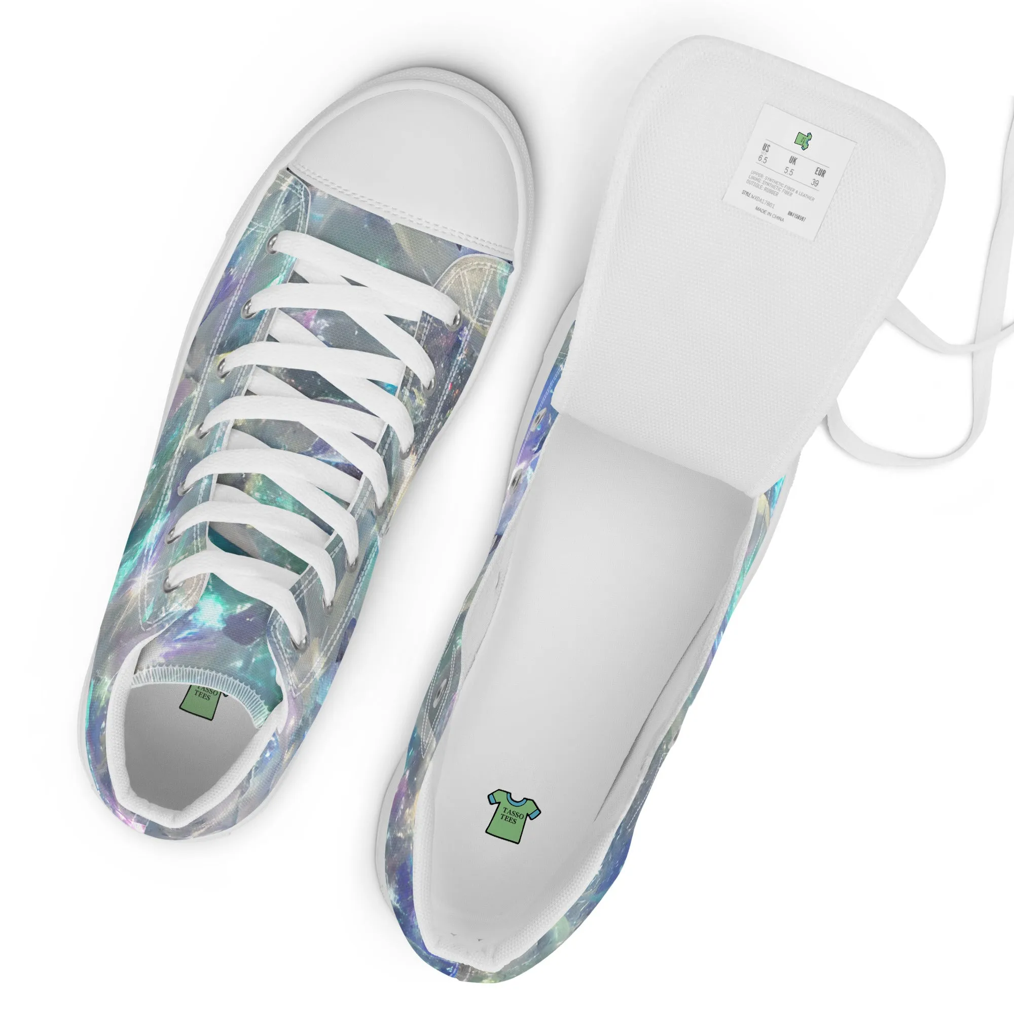 Women’s Crystal Print high top canvas shoes, Women's High Top Sneakers