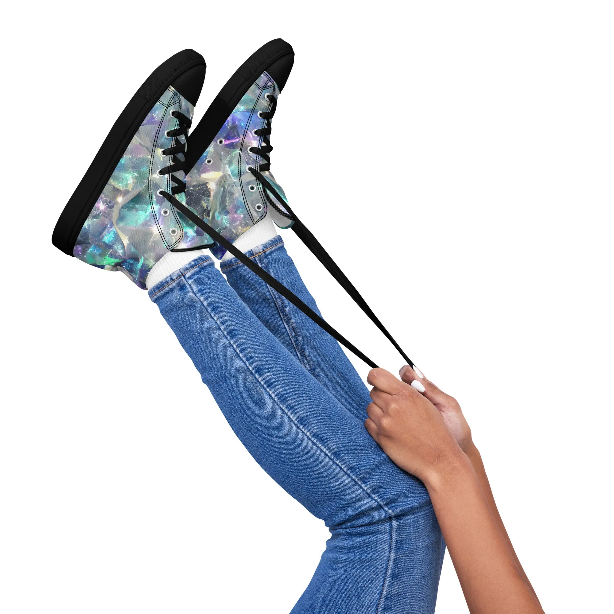 Women’s Crystal Print high top canvas shoes, Women's High Top Sneakers