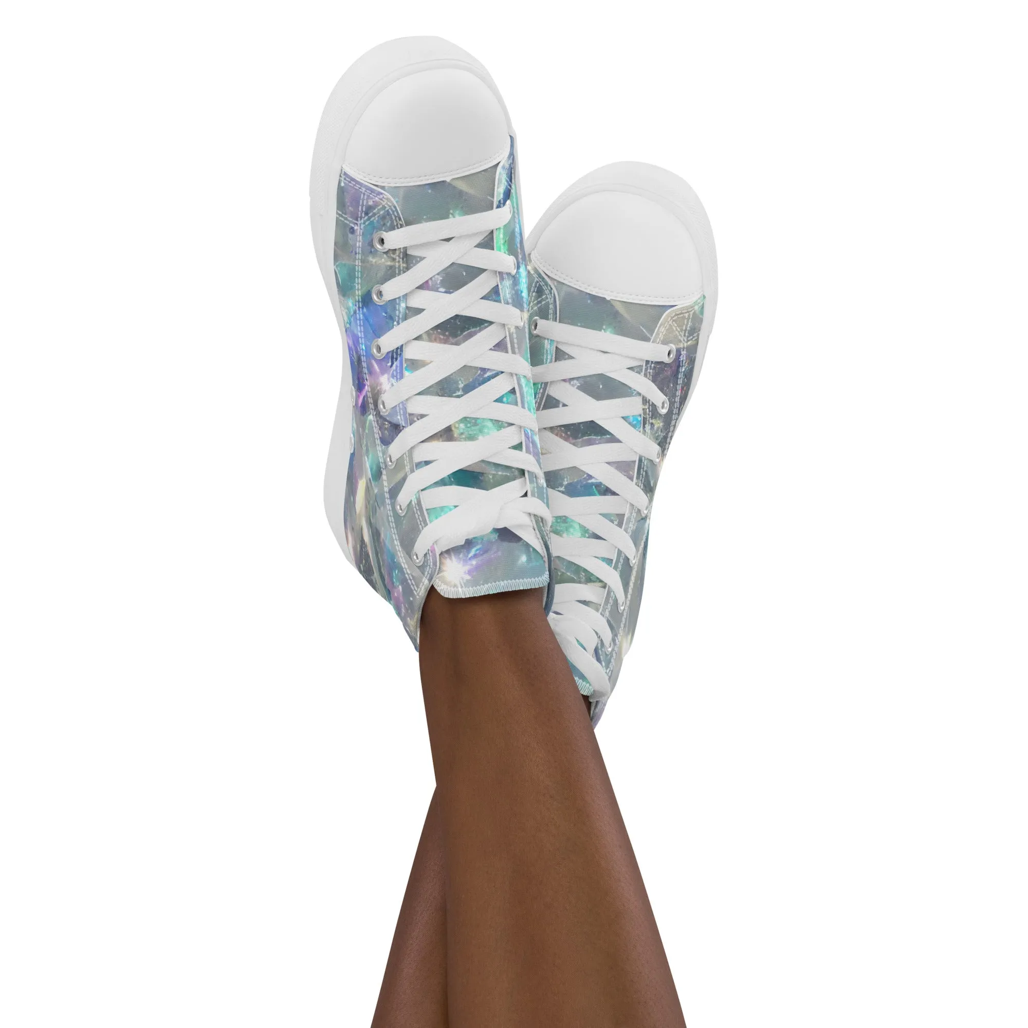 Women’s Crystal Print high top canvas shoes, Women's High Top Sneakers
