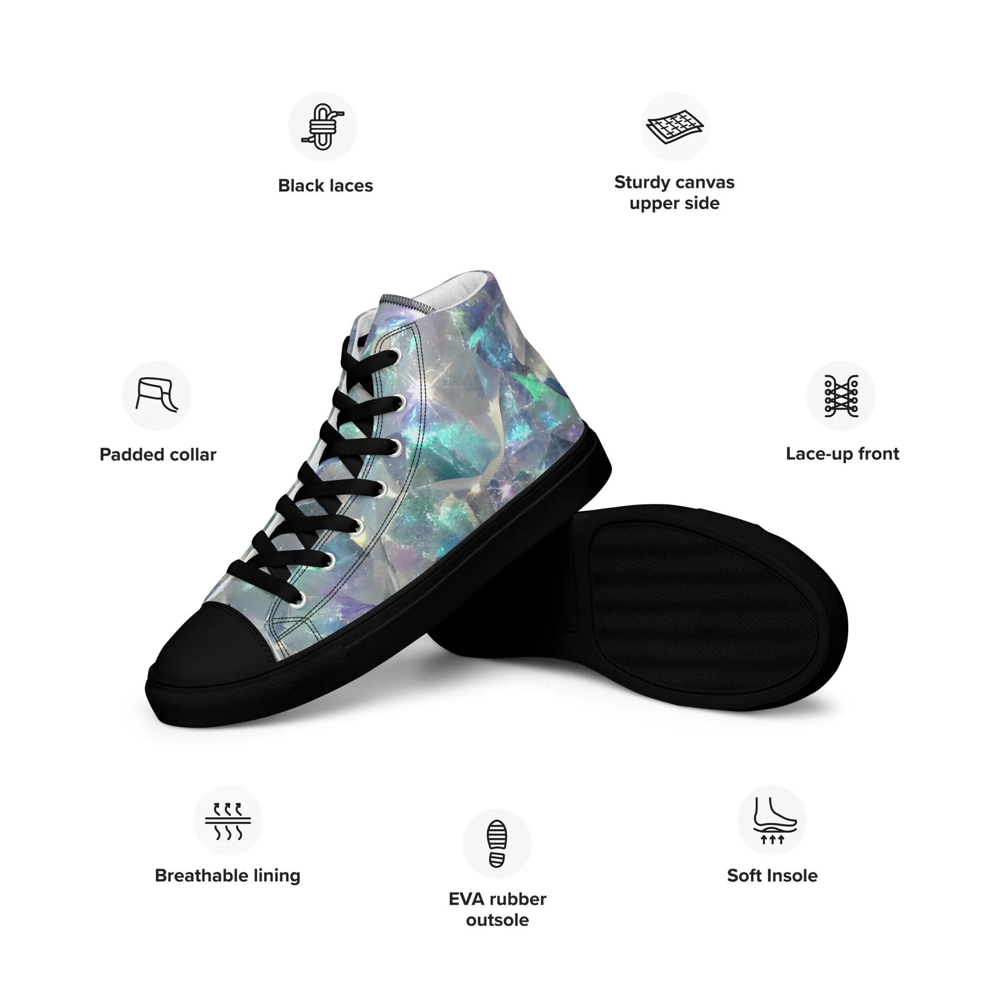 Women’s Crystal Print high top canvas shoes, Women's High Top Sneakers