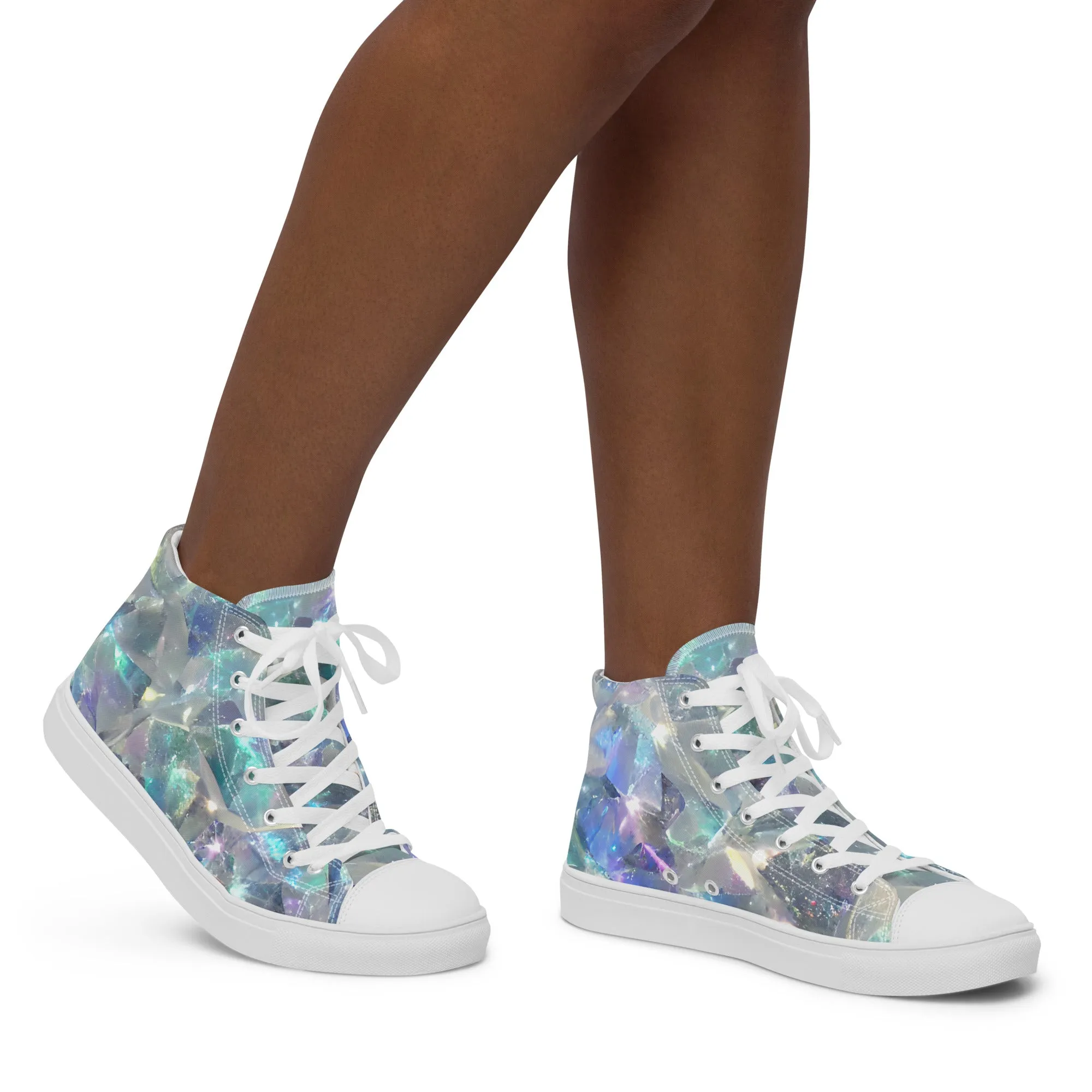 Women’s Crystal Print high top canvas shoes, Women's High Top Sneakers