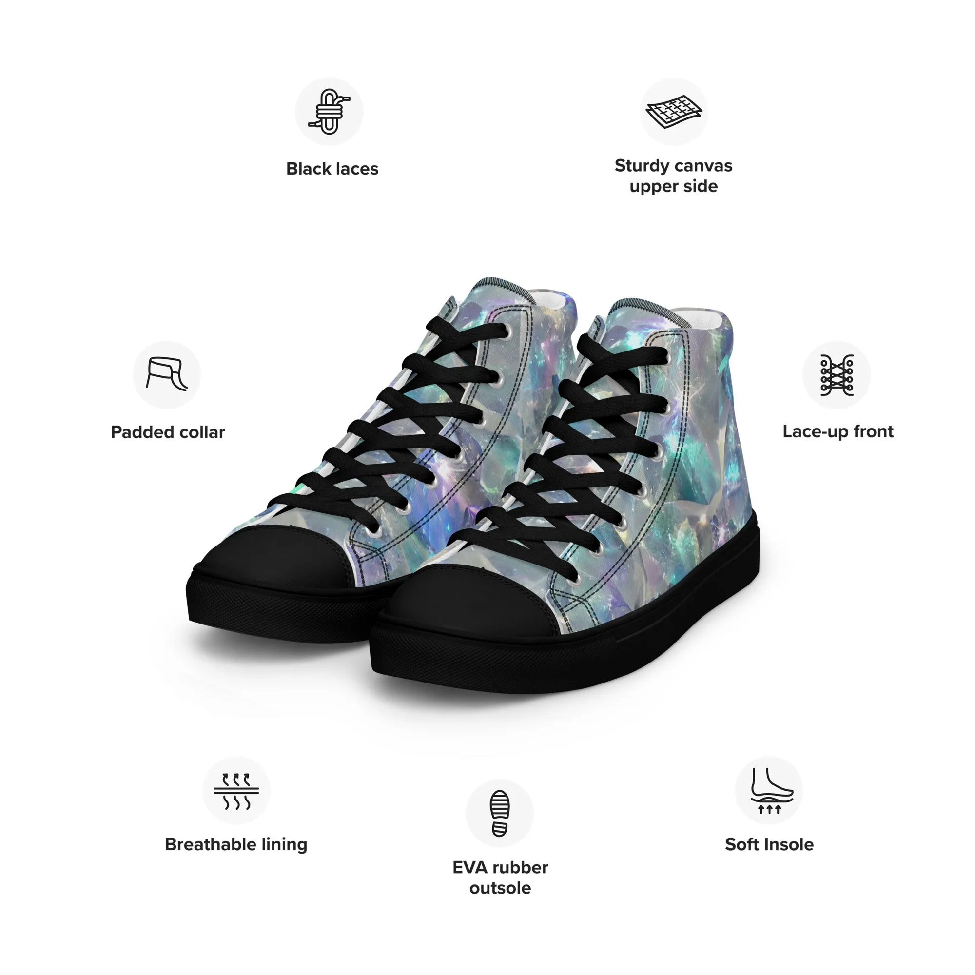 Women’s Crystal Print high top canvas shoes, Women's High Top Sneakers