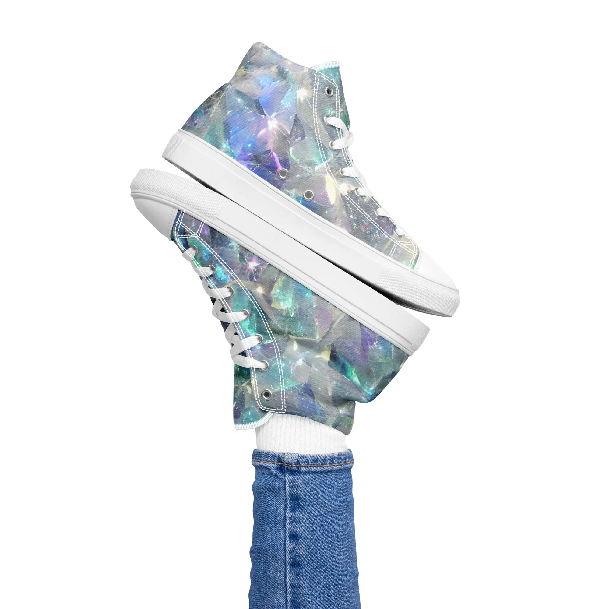 Women’s Crystal Print high top canvas shoes, Women's High Top Sneakers