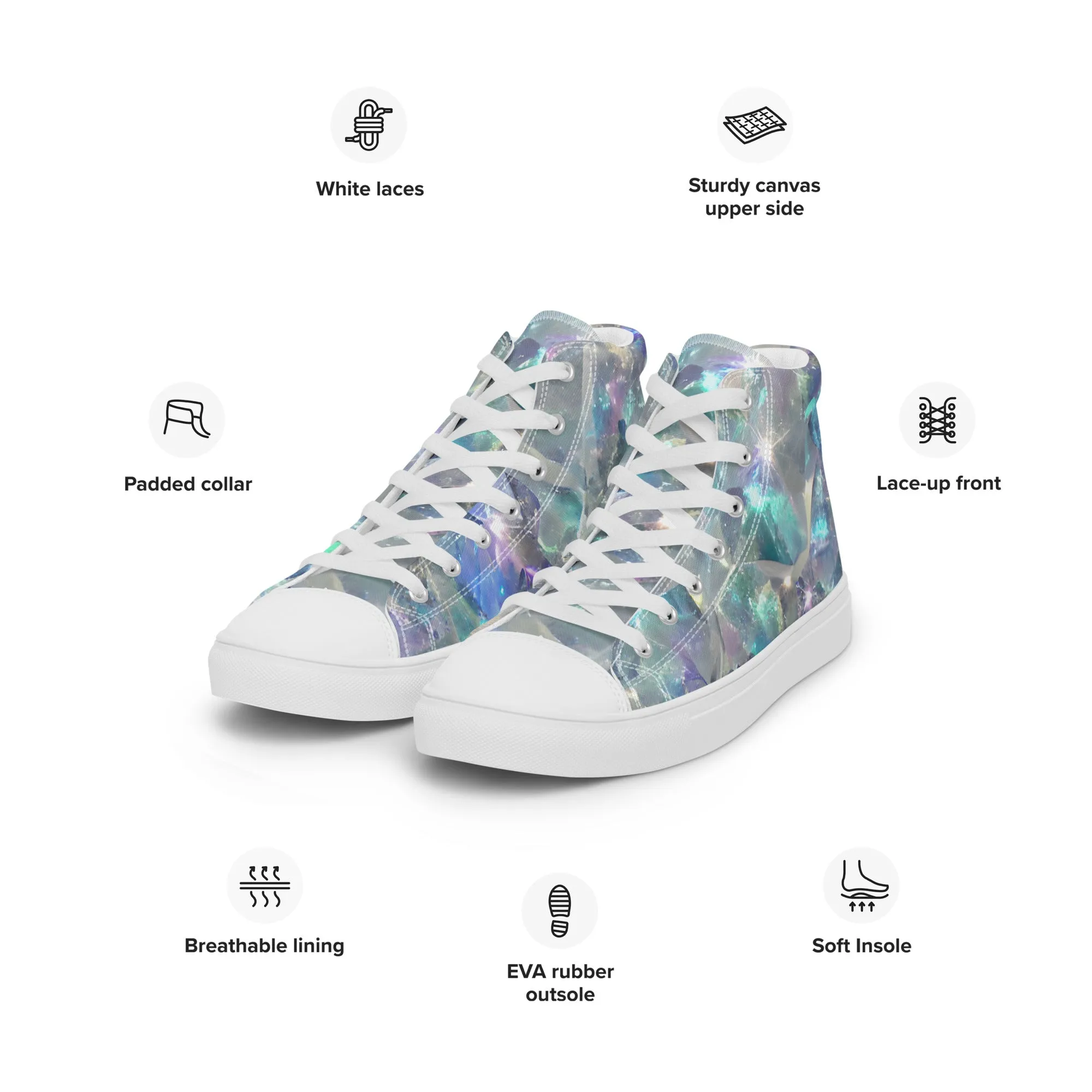 Women’s Crystal Print high top canvas shoes, Women's High Top Sneakers