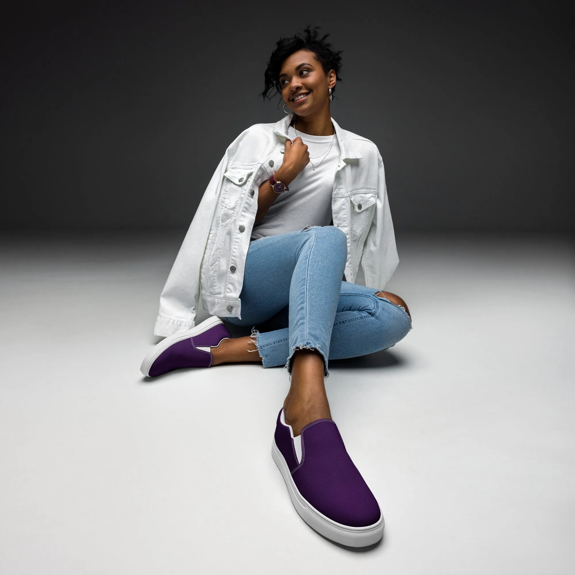 Women’s Deep Purple slip-on canvas shoes, Royal Purple casual shoes