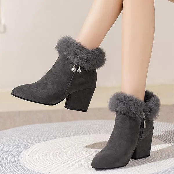 Women's Pointed-Toe Rhinestone Embellished Insulated Cotton Boots 45920585C