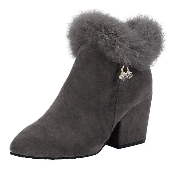 Women's Pointed-Toe Rhinestone Embellished Insulated Cotton Boots 45920585C