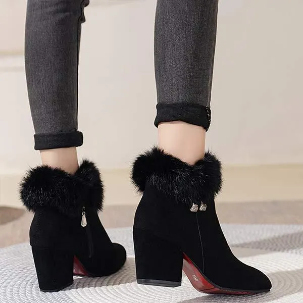 Women's Pointed-Toe Rhinestone Embellished Insulated Cotton Boots 45920585C
